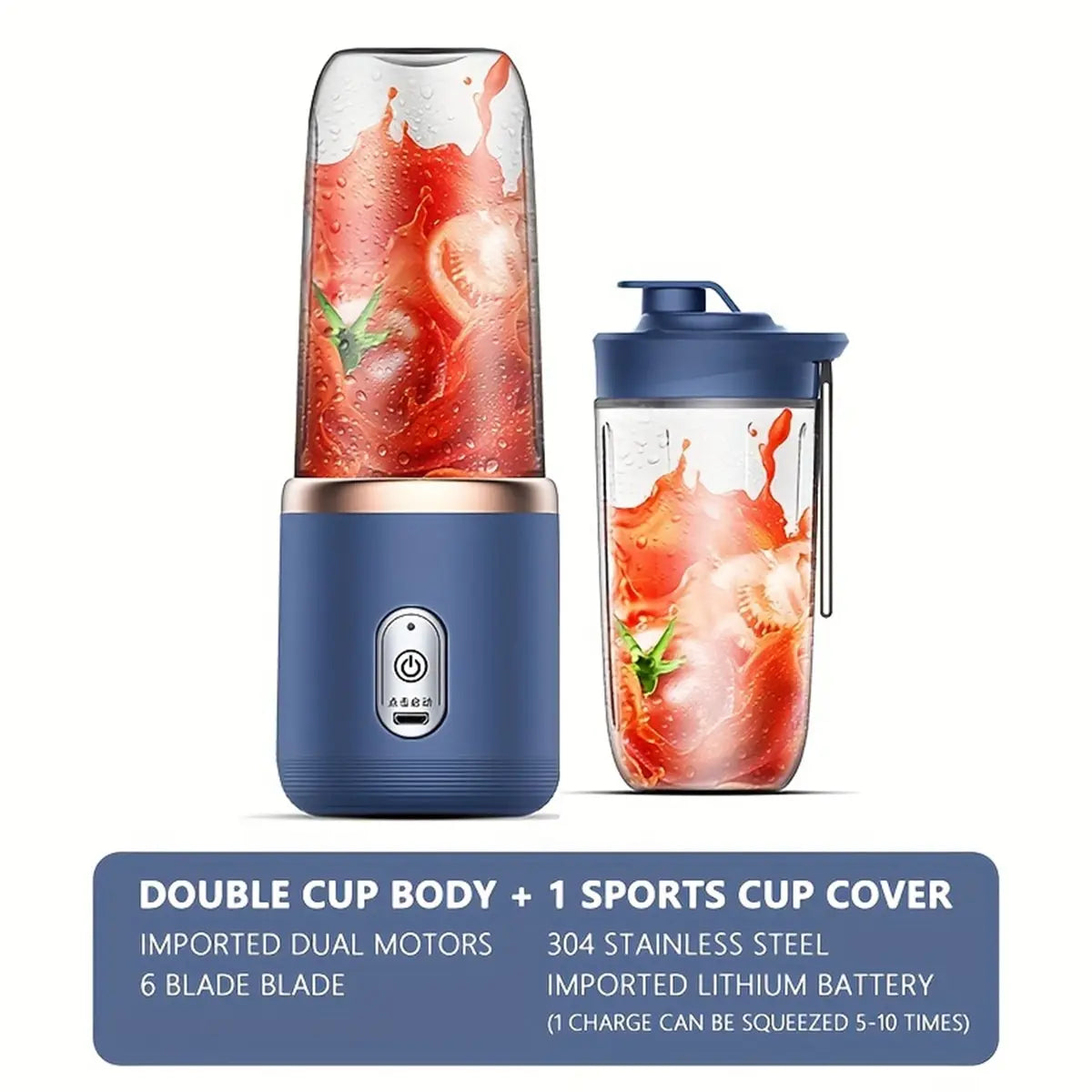 Double Cup USB Portable Fruit Juicer & Blender – Multifunctional Electric Mixer