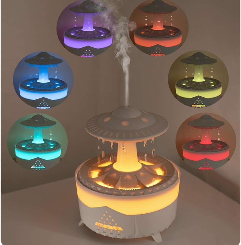 Rain Cloud Aromatherapy Diffuser & Air Humidifier – 7 LED Colors, Remote Control, Adjustable Rain Sound