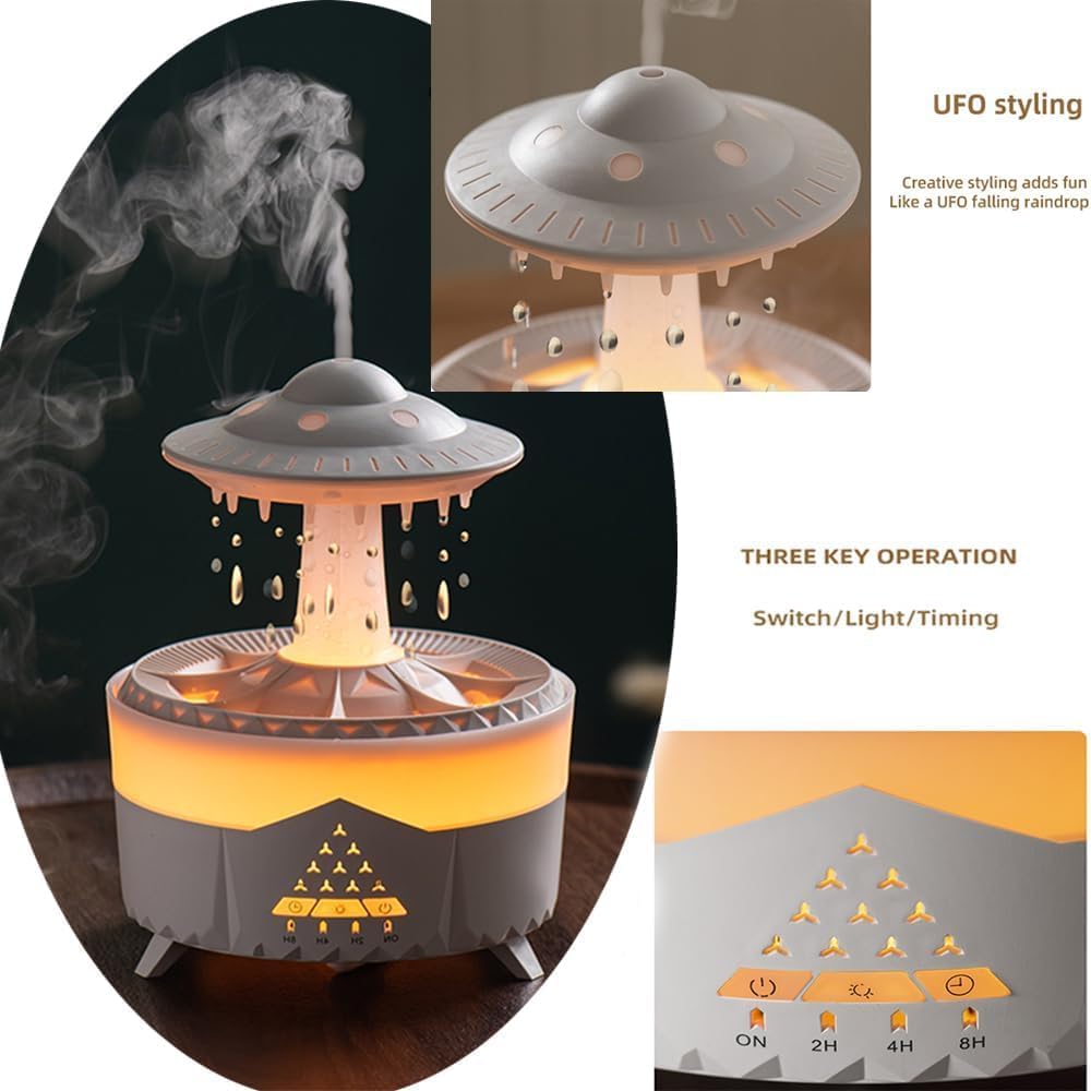 Rain Cloud Aromatherapy Diffuser & Air Humidifier – 7 LED Colors, Remote Control, Adjustable Rain Sound