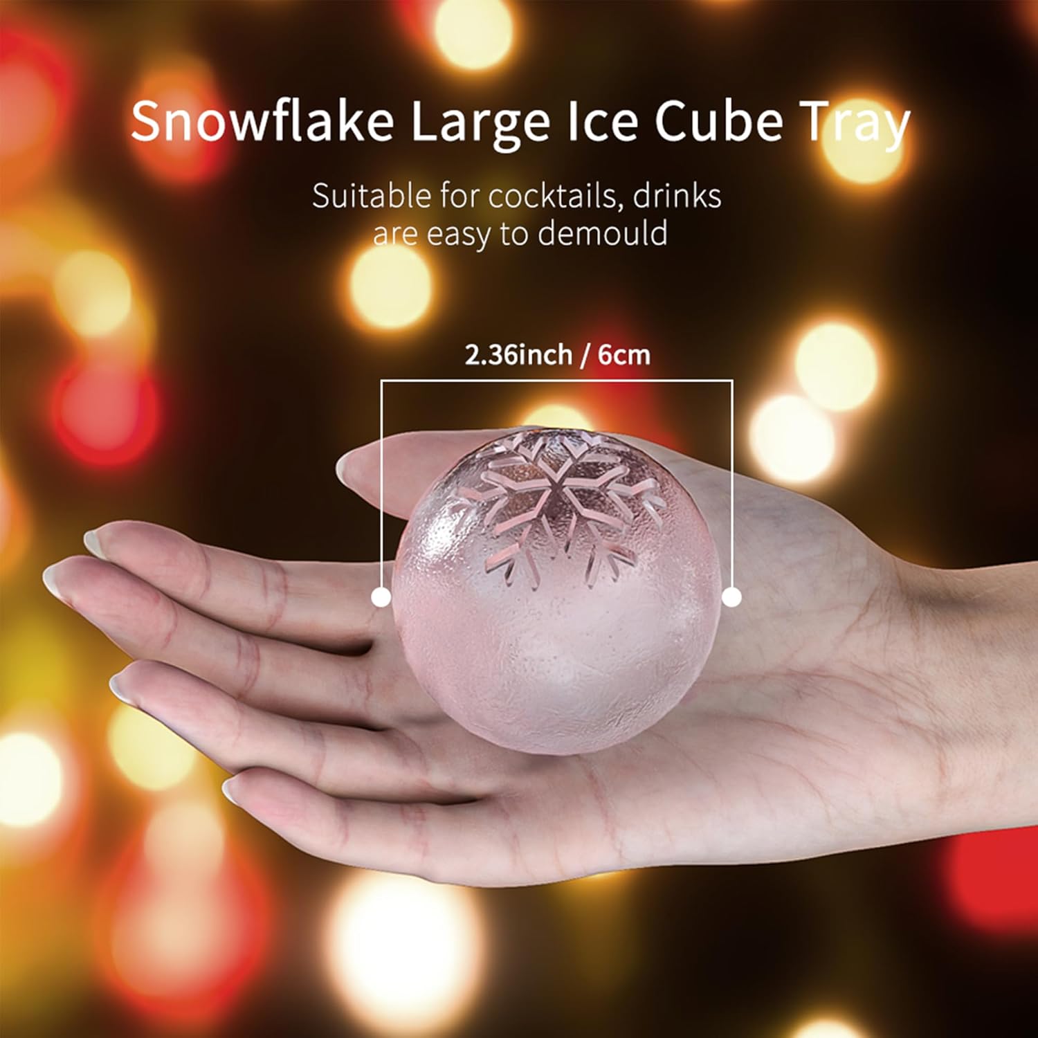 Christmas Snowflake Tree Ice Cube Molds - Round Ice Molds for Cocktails & More (Set of 2)